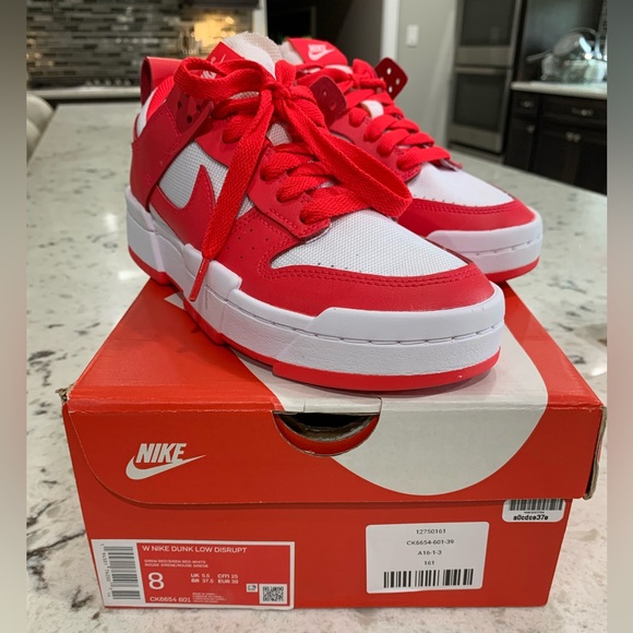 NIKE Womens Dunk Low Disrupt “Siren Red” Sneakers